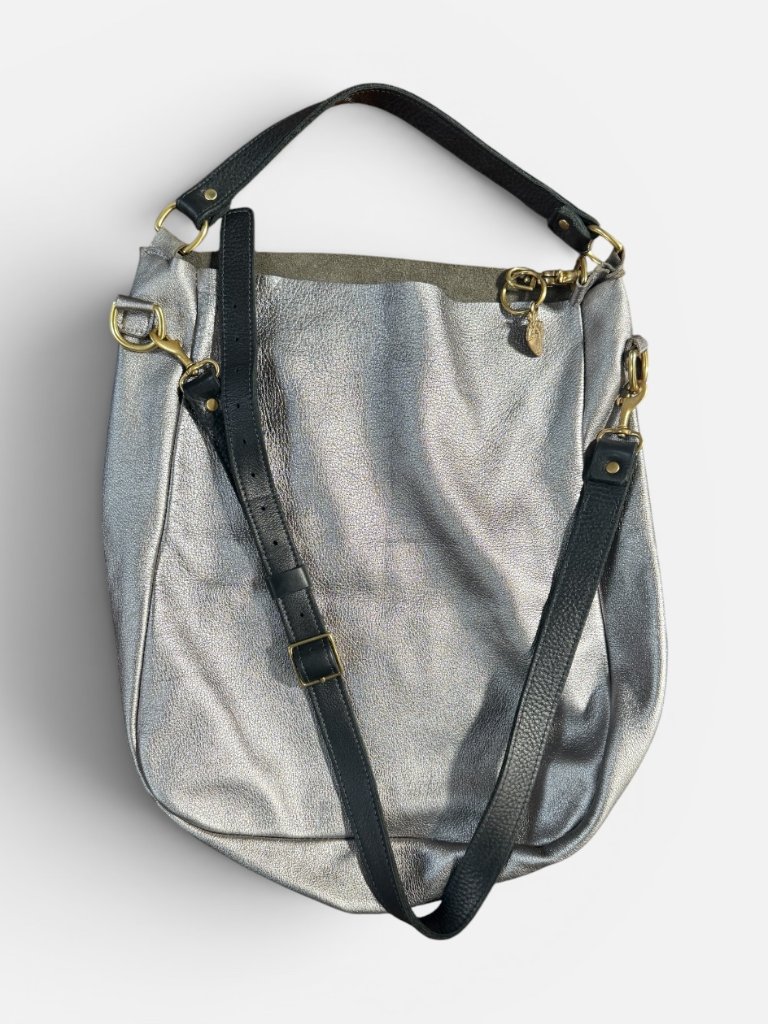 Chantele Garyalde Metallic Silver Leather Hobo Bag Artisan Sonoma Handmade